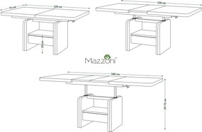 Konferenčný stolík LEXUS, rozkladací, s funkciou zdvíhania dosky, hnedý dub / béžový