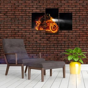 Obraz - Motorkár s plameňmi (90x60 cm)