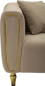 Dvojmiestna pohovka Alma 155 cm taupe/zlatá