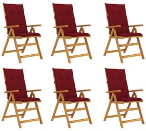 Skladacie záhradné stoličky s podložkami 6 ks akáciový masív 3064143