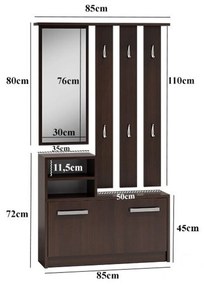 Predsieňová stena so skrinkou na topánky dub artisan