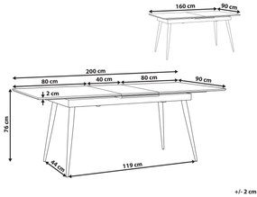Rozkladací jedálenský stôl 160/200 x 90 cm čierny MALDON Beliani