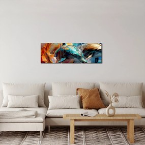 Obraz - Maľba delfínov (s hodinami) (90x30 cm)