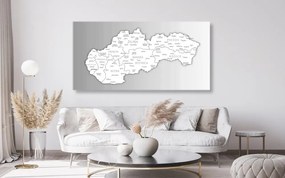 Obraz čiernobiela mapa Slovenska - 120x60