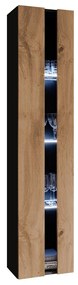Vitrína 180 Zigo New, Osvetlenie: osvetlenie LED RGB - farebné, Farby: čierny / wotan