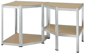 InternetovaZahrada Rohový regál - 160x75x40-75 cm - strieborný