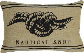 Béžovo-čierny gobelínový vankúš s uzlom Nautical knôt - 45*15*30cm
