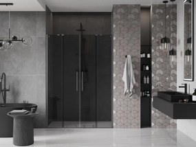 Mexen Velar Duo, posuvné sprchové dvere do otvoru 150 cm, 8mm šedé sklo, grafit brúsený, 871-150-000-42-66