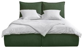 Tmavozelená čalúnená dvojlôžková posteľ s úložným priestorom a roštom 180x200 cm Garancia – Bobochic Paris