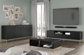 TV stolík/skrinka 150 3D Warsaw (čierna + zlatá). Akcia -20%. Vlastná spoľahlivá doprava až k Vám domov. 1125150