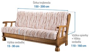 Bielastické poťahy OCEANO NOVÉ béžové trojkreslo s drevenými rúčkami (š. 150 - 200 cm)
