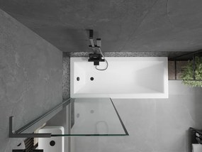 Mexen Next L, 1-krídlová vaňová zástena 70 x 150 cm, 6mm číre sklo-čierny vzor, grafitový profil, 895-070-000-03-70-95