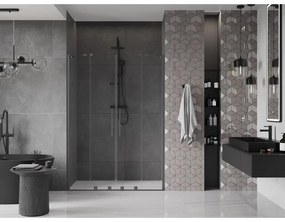 Mexen Velar Duo, posuvné sprchové dvere do otvoru 150 cm, 8mm číre sklo, brúsený grafit, 871-150-000-02-95