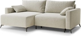 Krémovobiela ženilková rozkladacia/s úložným priestorom rohová pohovka (ľavý roh/s leňoškou) Leon – Maison de Rêve