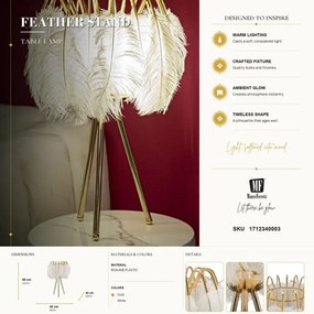 Stolová lampa Feather Stand 60 cm bielo-zlatá