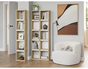 Knižnica v dekore duba v bielo-prírodnej farbe 32x167 cm Lofty – Marckeric