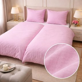 Ľanové obliečky ružové 140x200cm+90x70cm TiaHome
