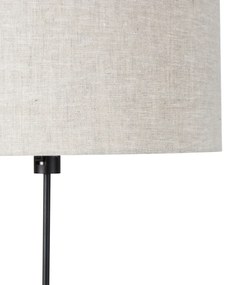 Stojaca lampa čierna nastaviteľná so svetlosivým tienidlom 50 cm - Parte