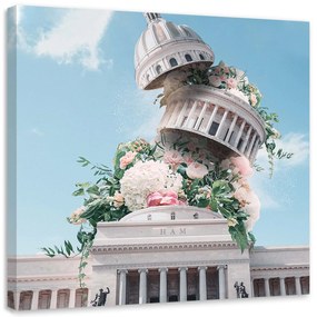 Gario Obraz na plátne Budova s kvetmi - Zehem Chong Rozmery: 30 x 30 cm