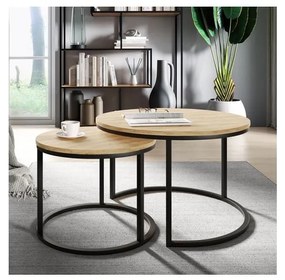 SADA 2x Konferenčný stolík RABEN čierna/zlatý dub