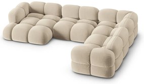 Béžová zamatová rohová pohovka (pravý roh/do tvaru "U") Loretto – Cosmopolitan Design