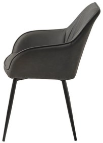 Tmavosivé čalúnené jedálenské kreslá v súprave s podrúčkami 2 ks Nolan Stripe – Unique Furniture