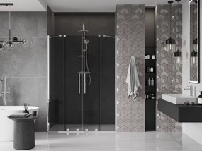 Mexen Velar Duo, posuvné sprchové dvere do otvoru 150 cm, 8mm šedé sklo, chrómová, 871-150-000-42-01