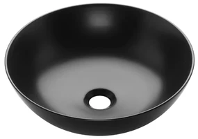 Invena Tinos, keramické umývadlo na dosku 39,5x39,5x13,5 cm, čierna matná, INV-CE-43-005-C