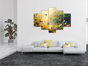 Obraz - Jarná kvetinová lúka, maľba (150x105 cm)