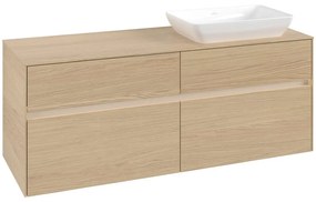 VILLEROY &amp; BOCH Collaro závesná skrinka pod umývadlo na dosku (umývadlo vpravo), 4 zásuvky, s LED osvetlením, 1400 x 500 x 548 mm, Nordic Oak, C118B0VJ