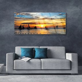 Obraz plexi Loďky more slnko krajina 125x50 cm