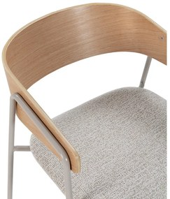 Svetlosivé/v prírodnej farbe čalúnené jedálenské kreslá v súprave s podrúčkami 2 ks Cora – MOME