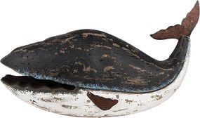 Čierno-biela drevená dekorácia Veľryba - 36*15*23 cm