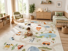 Dywany Łuszczów, Detský kusový koberec Bambino 1165 Zoo, 80x150, viacfarebná, detská izba