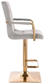 LuxuryForm DESIGN Barová stolička VERONA GOLD VELUR na zlatej hranatej podstave - svetlo šedá