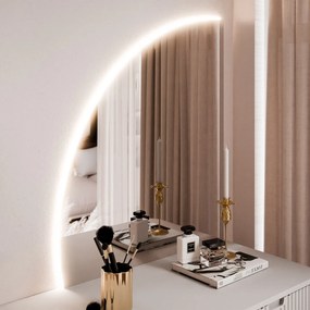 Toaletný stolík CORA II biely + zlatá + led oblúk zrkadlo