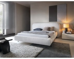 Béžová čalúnená dvojlôžková posteľ s úložným priestorom s roštom 140x200 cm Pointt – ELTAP