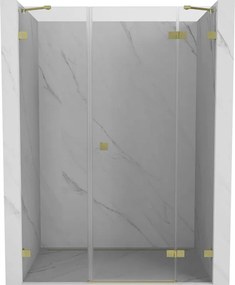 Mexen Lunar, pravé otočné sprchové dvere 155 cm, 8mm číre sklo, zlatý matný profil, 834S-155-050-55-00-P