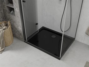 Mexen Lima, sprchovací kút so skladacími dverami 100 (dvere) x 80 (stena) cm, 6mm číre sklo, čierny profil + slim sprchová vanička čierna s čiernym sifónom, 856-100-080-70-00-4070B