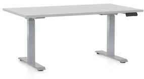 Výškovo nastaviteľný stôl OfficeTech D, 140 x 80 cm, sivá podnož, svetlo sivá