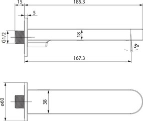 Cersanit Inverto, podomietková vaňová výlevka 185mm, chrómová, S951-556