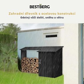 Záhradný drevník BestBerg DD-3A / 2,8 m² / 270 x 105 x 158 cm / šedá