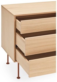 Tehlovočervená komoda v dubovom dekore Teulat Yoko, šírka 180 cm