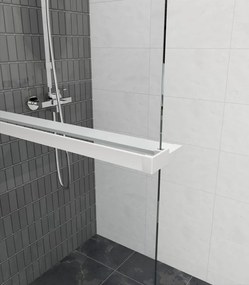 Erga Paris, sprchová zástena Walk-In 120x200 cm, 8mm číre/mliečne sklo, biely matný profil, ERG-V02-PARIS-120x200-MF-WH