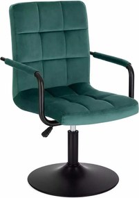 LuxuryForm DESIGN Otočná stolička VERONA BLACK VELUR na čiernom tanieri - zelená