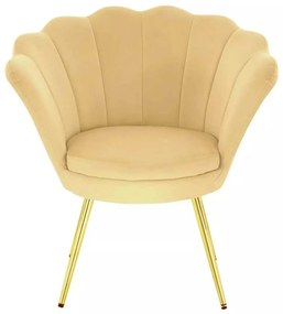 LuxuryForm DESIGN Kreslo FREY VELUR so zlatými nohami - medové