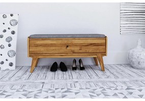 Lavica s úložným priestorom z dubového dreva so svetlosivým sedákom Retro - The Beds