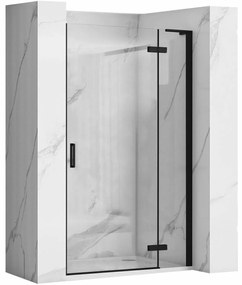 Rea Hugo, 1-krídlové sprchové dvere 80x200cm, 6mm číre sklo, čierny profil, KPL-45206