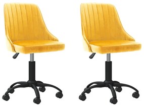 Otočné jedálenské stoličky 2 ks žlté zamatové