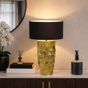 Luxusná stolná lampa Noir Elegance ručne tepaná zlatá